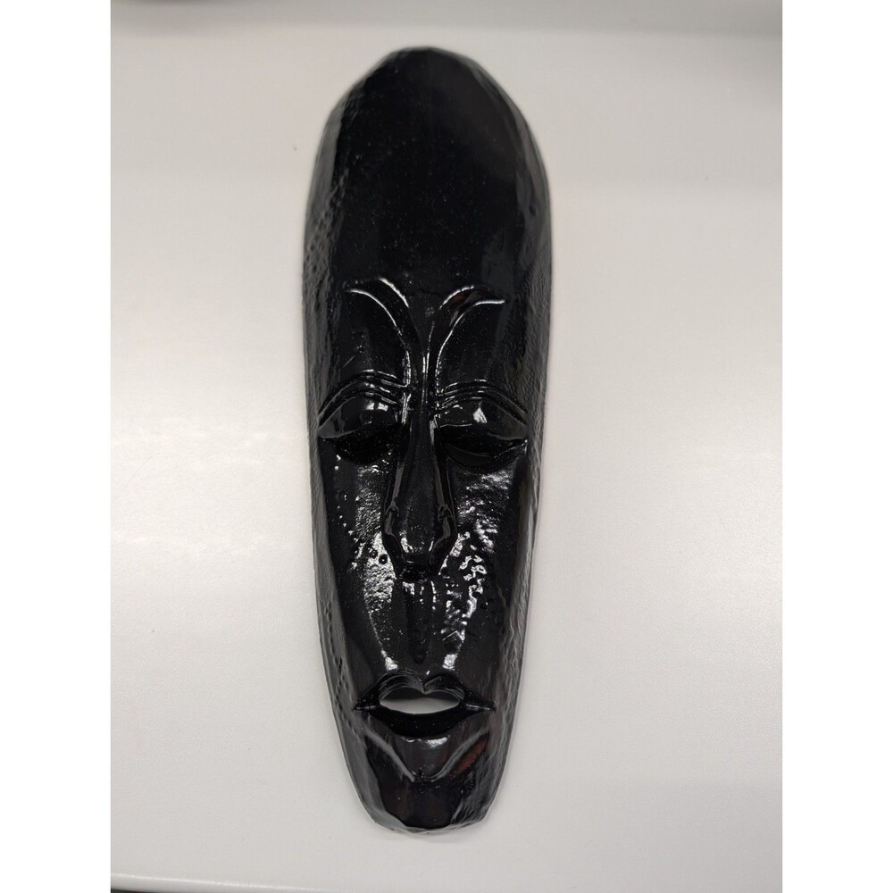 Hand Carved Wooden Black Mask. Vintage tribal cultural Great Condition